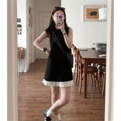 无袖连衣裙女夏5新轻奢高级感赫本风小黑裙显瘦针织背心裙子