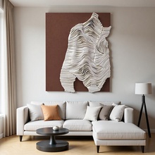 酒店会所现代轻奢玄关综合材质立体画抽象装饰画简约样板房沙发挂