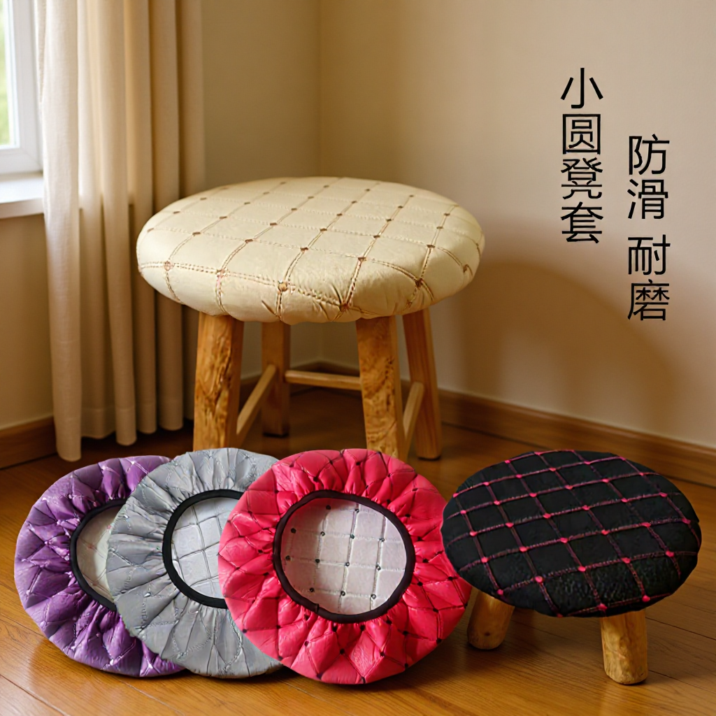Small Round Stool Cover, Round Wooden Stool Chair Cover, Universal Low Stool, Shoe Changing Stool Cover, All-Inclusive Cushion Protective Cover