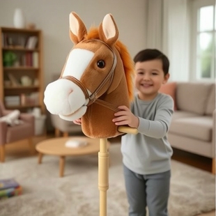 Animal-shaped horse-headed stick children's school performance toys with wooden wheels riding horse children's toys creative toys