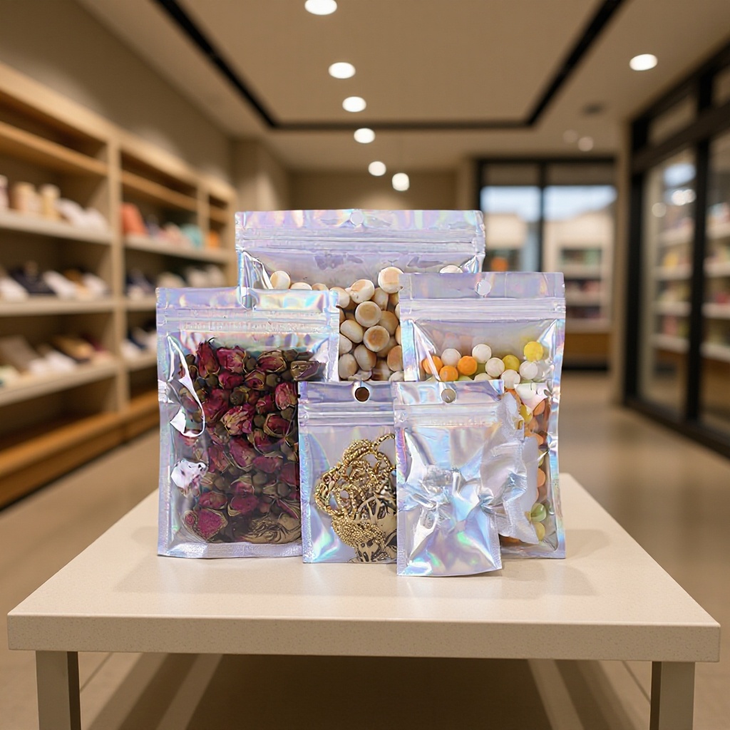 优惠阴阳袋数码闪光铝箔塑料袋彩虹幻彩饰品袋镭射包装袋自封袋