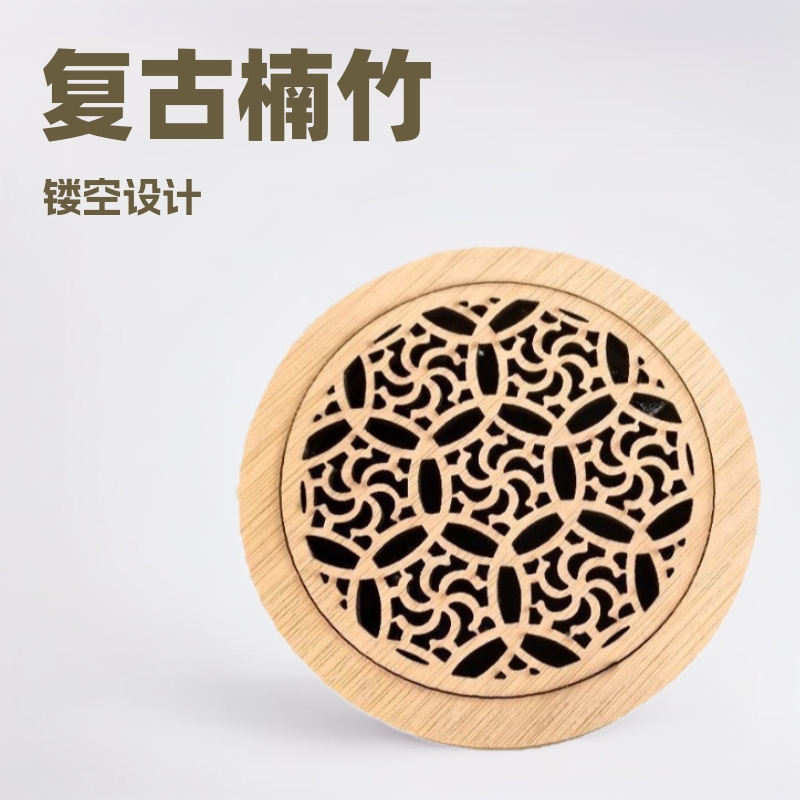 现货复古楠竹线香盒家用竹制镂空线香盒雕刻办公室沉香炉木质香盒