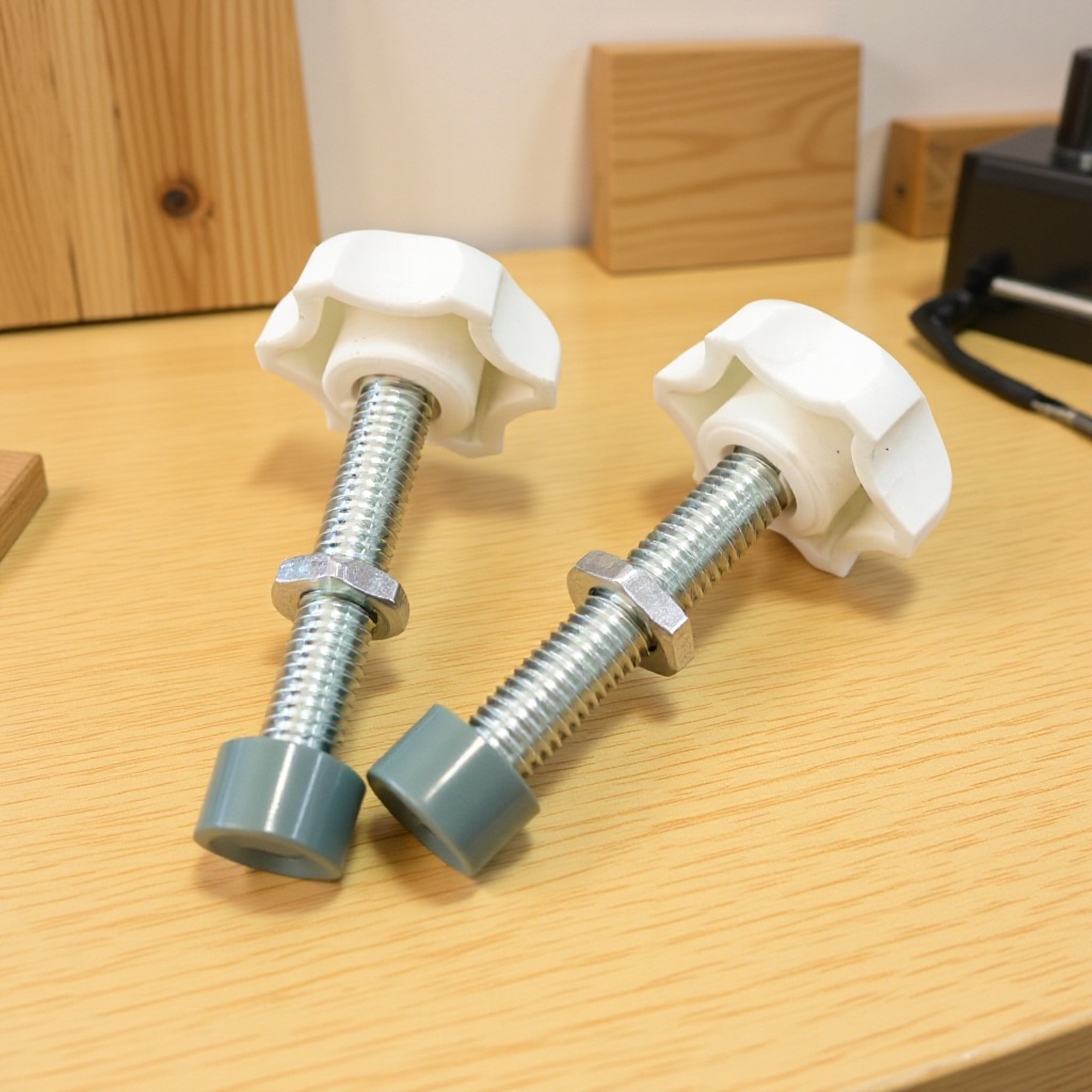 32#M8x45带胶顶头六角手拧螺丝 白色塑胶头螺丝 塑料手拧螺栓