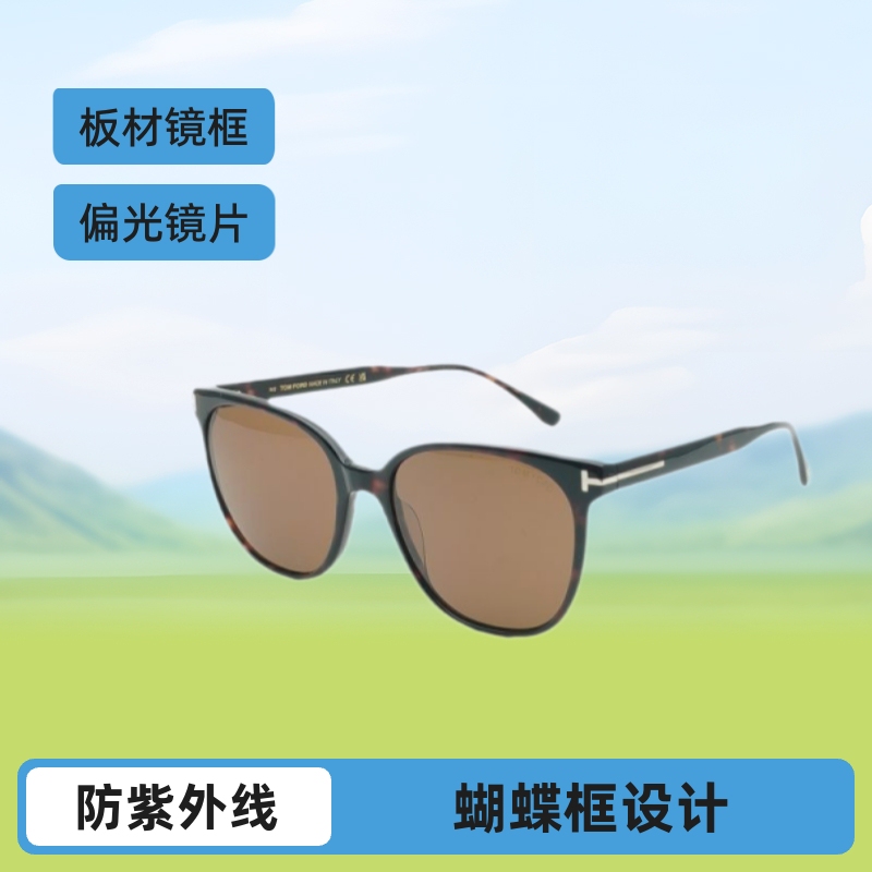 New Fashionable Large-Frame Polarized Sunglasses Summer Anti-Uv Plain Sunglasses for Women High-End Tf972K