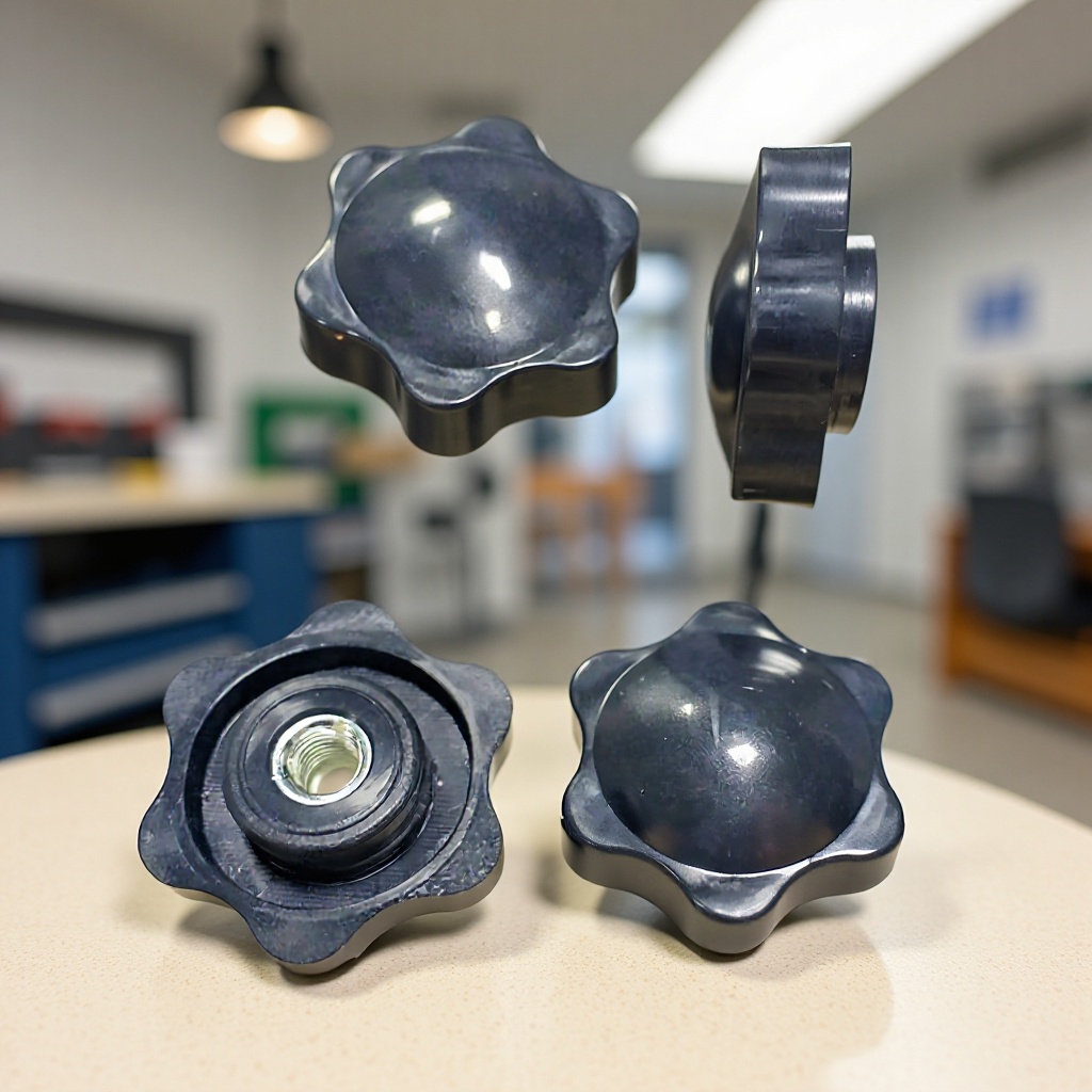 38mm-m10梅花六角光面塑料旋钮 塑胶旋钮 家具调节旋钮 旋钮螺母