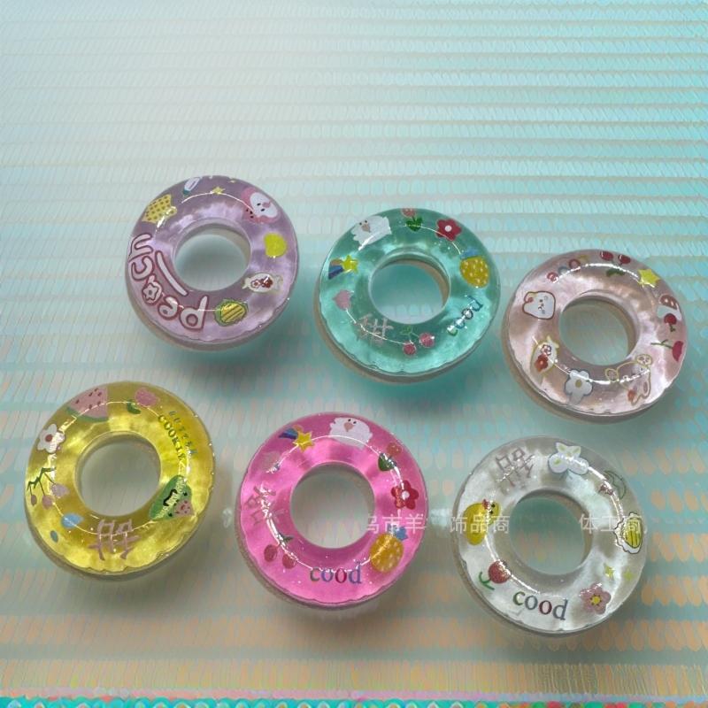 transparent luminous swimming circle solid color swimming circle cartoon pattern resin mixed diy children's gift luminous trinkets
