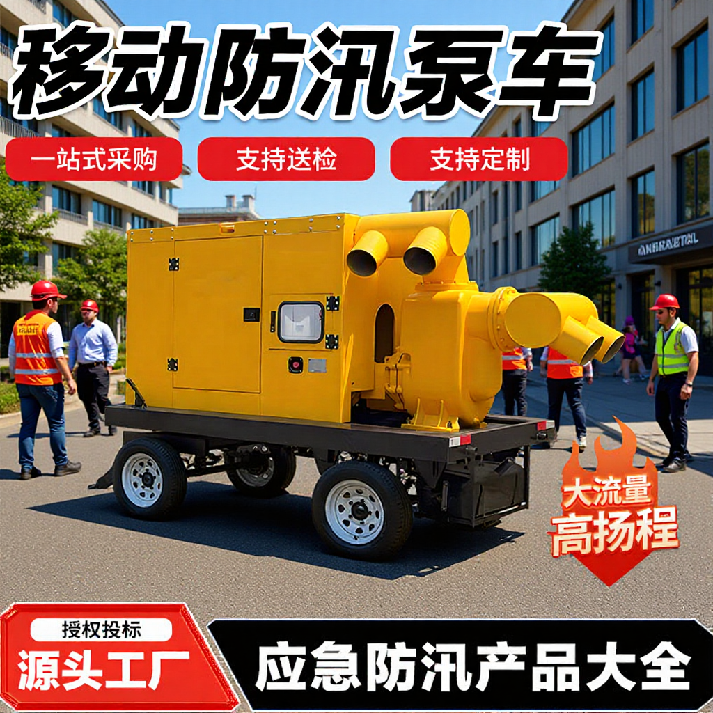 移动防汛泵车柴油机水泵一体机组自吸泵污水应急1000立方混流泵车
