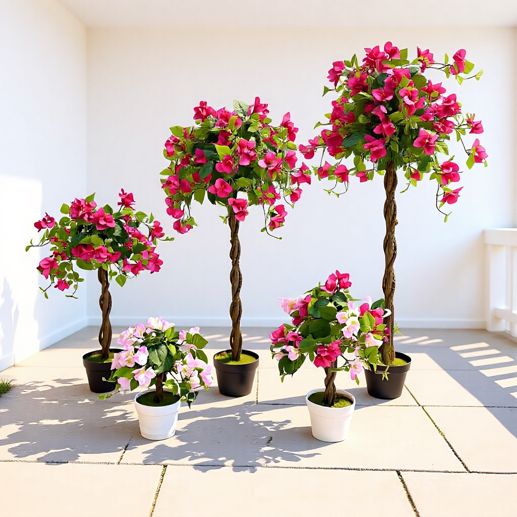 新款亚马逊仿真三角梅盆栽人造花树客厅落地装饰植物造景假树批发