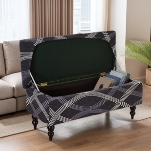 Printed Flip-Top Footrest Cover Sofa Stool Cover Dust Cover Split into Bench Cover Elastic Storage Box Simple Style