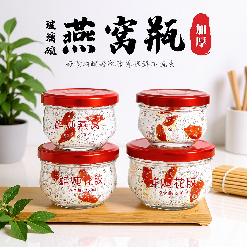 鲜炖燕窝盅耐高温可蒸煮密封罐家用果酱蜂蜜花胶银耳分装瓶带盖