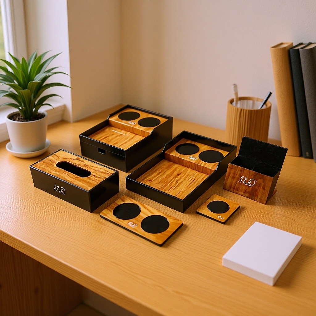 仿黄花梨纹拼色亚克力酒店客房用品定作 深圳亚克力制品定作工厂