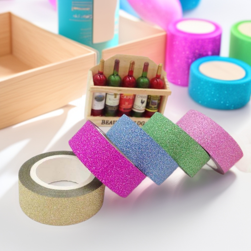 创意韩国DIY胶带 5m彩色金粉闪光装饰贴纸 10色金葱粉胶带
