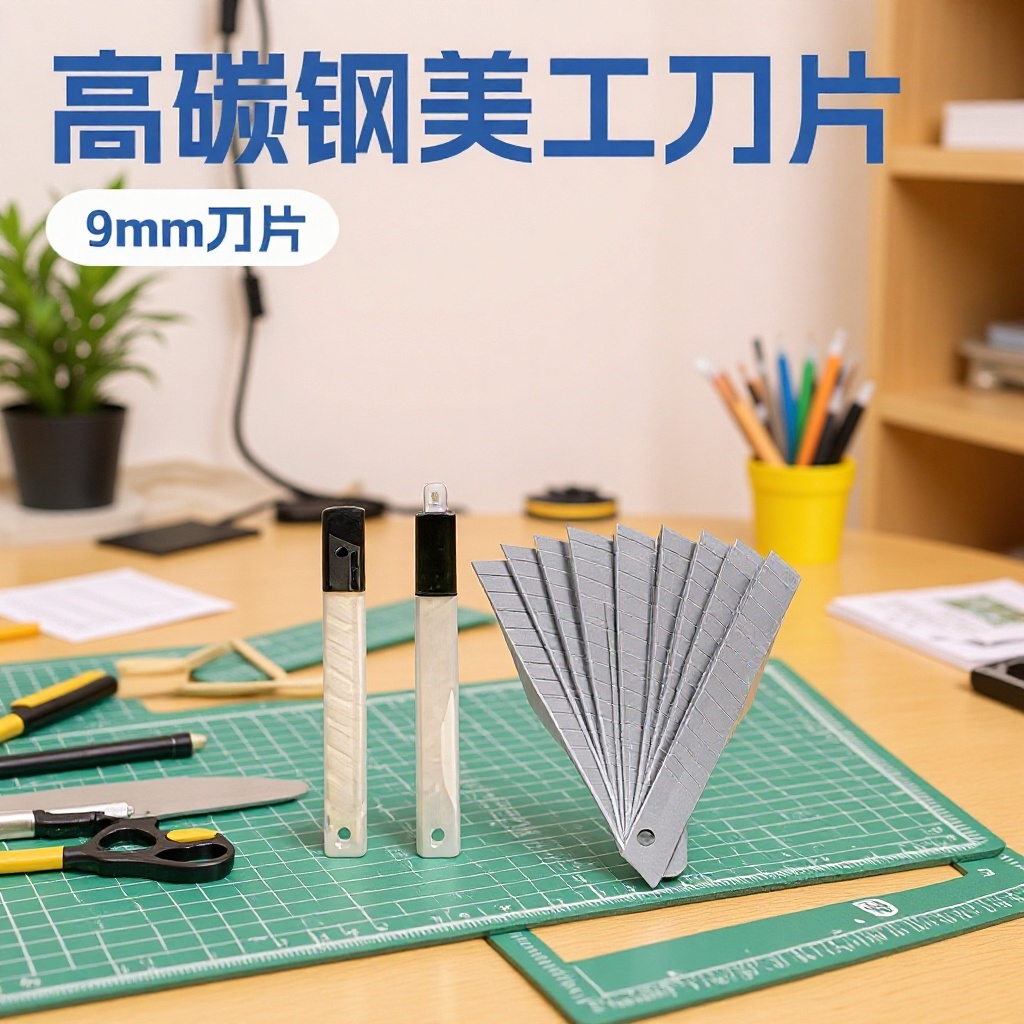 9mm 小号美工刀片 高碳钢材质  黑盖透明盒 刀口 锋利