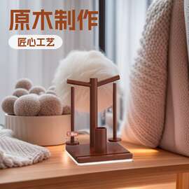 木质毛线架家用手工编织收纳架带手机架实木纱线转动架针织线轴架