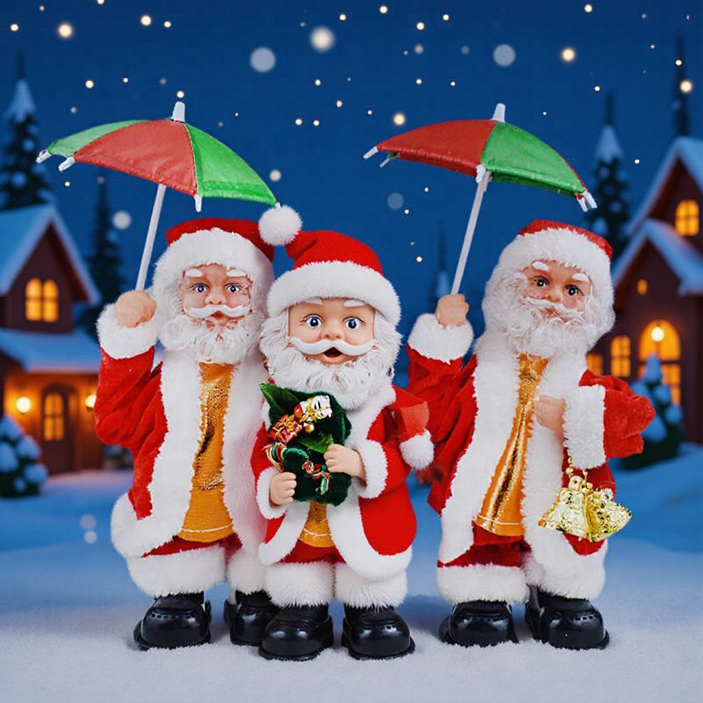 Novelty Electric Umbrella with Music, Gift Santa Claus Toy, Christmas Gift Decoration Ornaments Cross-Border