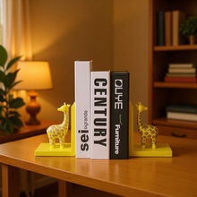 创意卡通动物书立长颈鹿书靠大象书档小鸟书立架书挡树脂家居摆件