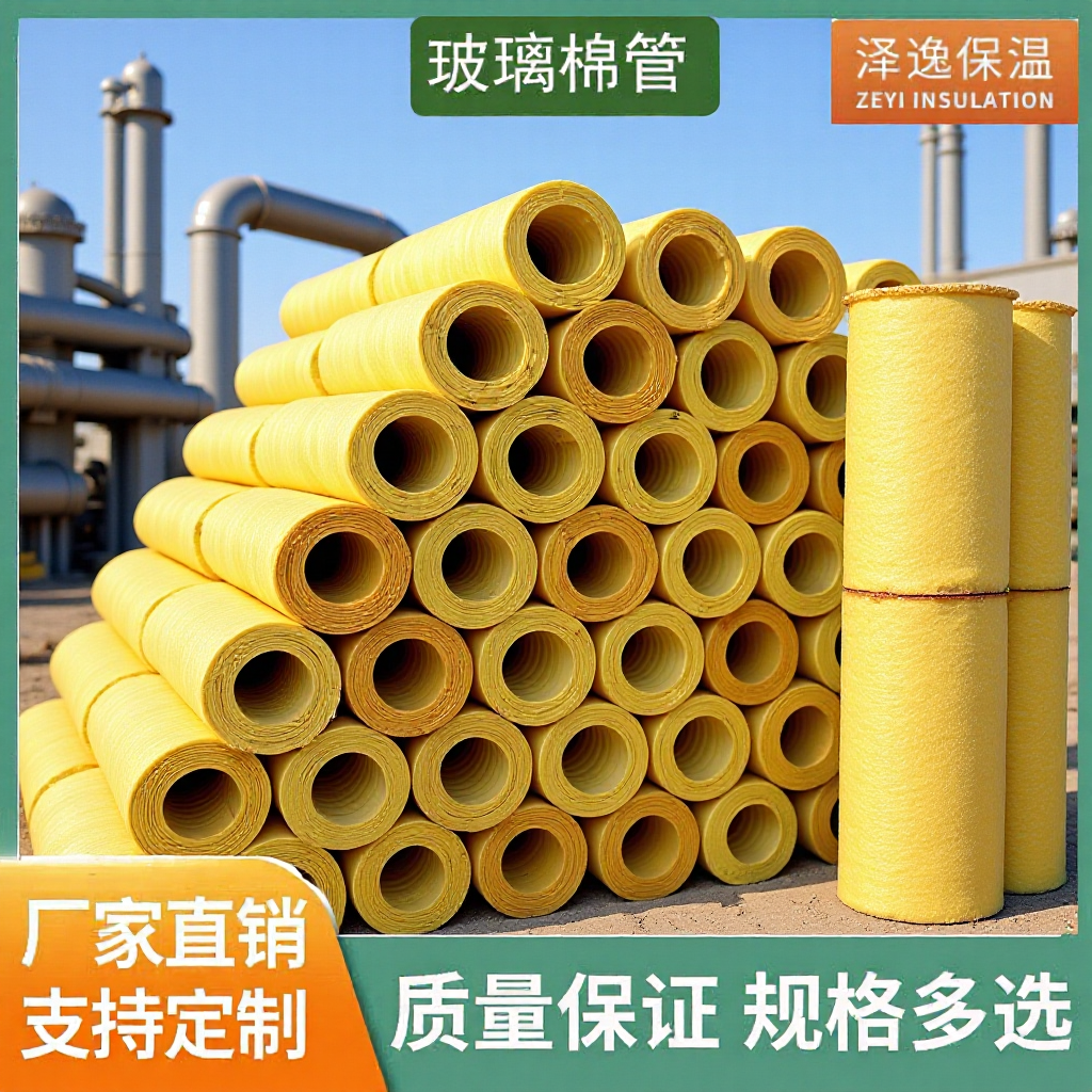 Source Manufacturer Glass Wool Pipe Waterproof Insulation Heat Insulation Sound Insulation Noise Reduction Anti-Freeze Pipe Shell Moisture-Proof Aluminum Foil Air Conditioning Pipe