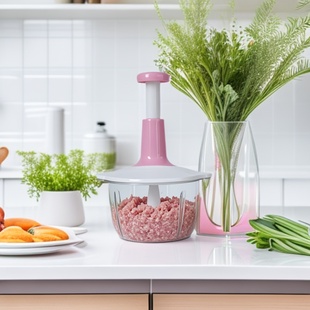 Meat Grinder 2L Garlic Masher Multi-Function Manual Push-Type Vegetable Shredder Cooking Machine Pat Knife Vegetable Cutter Multi-Purpose