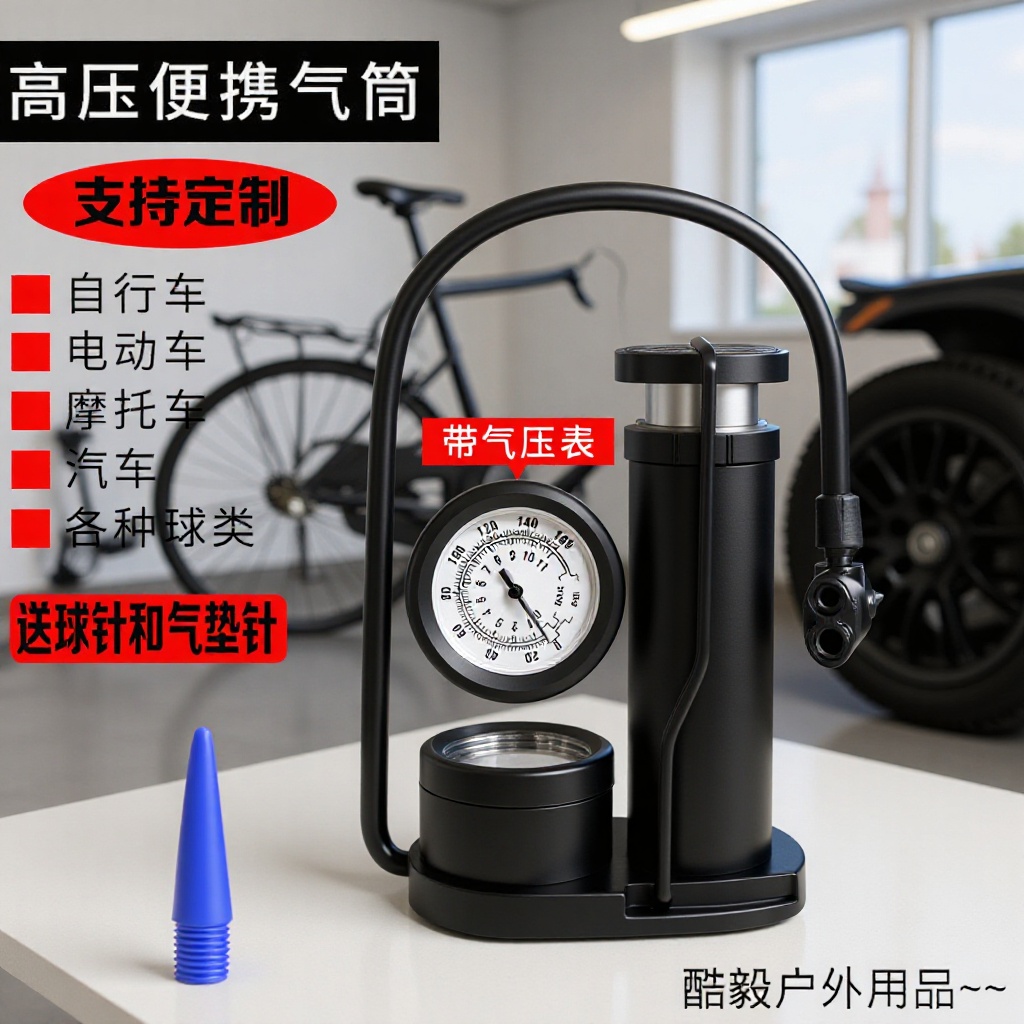 脚踩高压打气筒迷你便携式电动车自行车摩托车汽车家用脚踏充气泵