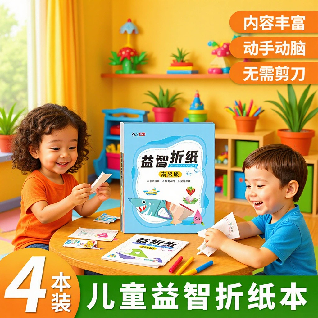 Детская образовательная книга по оригами, вырезка из бумаги, забавный самолет, креативный подарок для концентрации ручной работы, четыре игрушки оригами своими руками