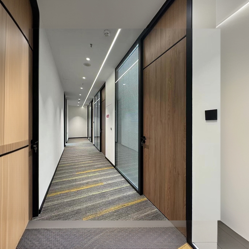 Foshan Office Partition Aluminum-Wood Door Manufacturer Training Institution Open-Style Glass Partition Wall High Partition Screen