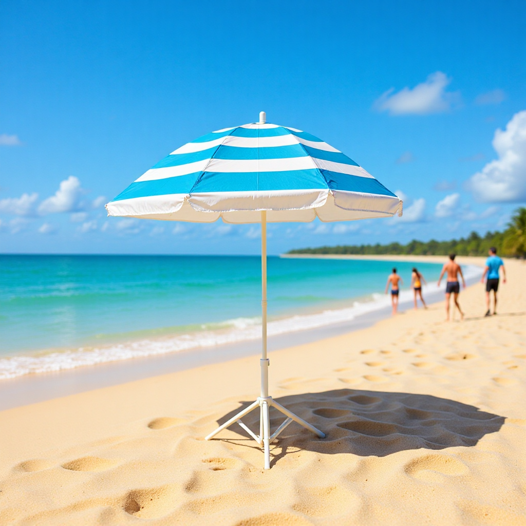 Factory Direct Custom High Quality Large Blue and White Stripesd Beach Umbrella Variety of Colors