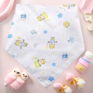 Special promotion gauze saliva towel ultra-thin breathable double cotton triangle towel cartoon color random factory welfare straight