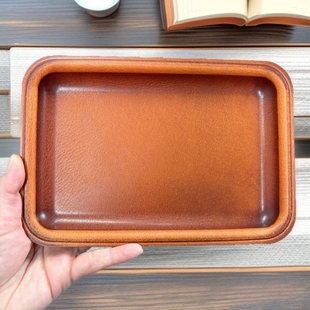 Cowhide Tray Mini Series Light Luxury Retro Toy Bracelet Storage Tray Desktop Entrance Storage Tray