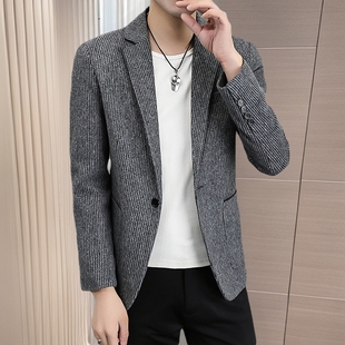 Autumn and Winter New Striped Suit Casual Wedding Groom Suit Korean Fashion Men's Best Man Suit Customized