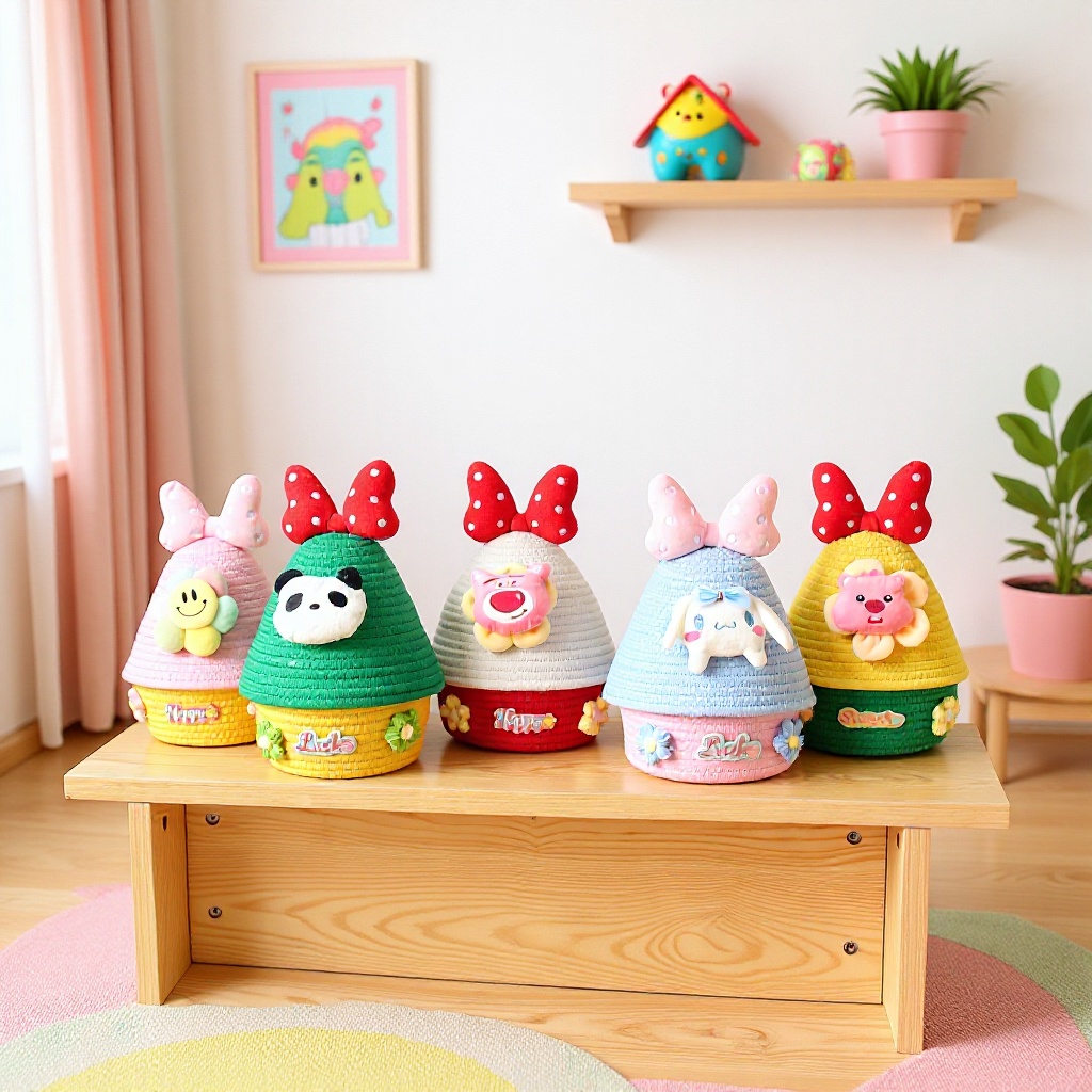 창의적인 버섯 집 작은 집 귀여운 뚜껑이 있는 보관함 가정용 잡화 장난감 간식 잡화 보관 바구니
