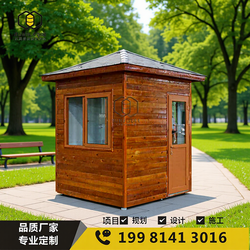 Square wood sentry box outdoor mobile parking fee doorman property duty kindergarten school security booth