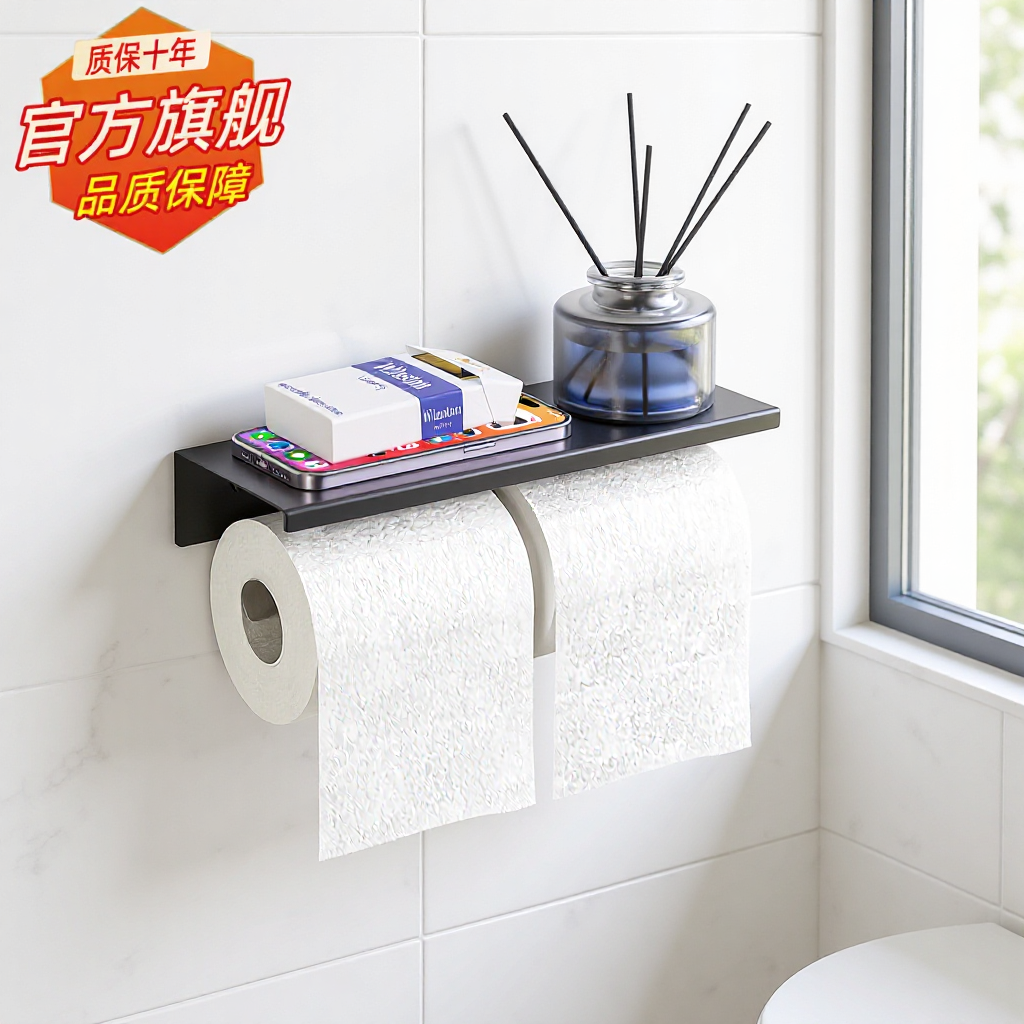 Stainless Steel 304 Black Tissue Holder, European-Style Minimalist Design, 304 Double, Wholesale Wall-Mounted Toilet Paper Holder