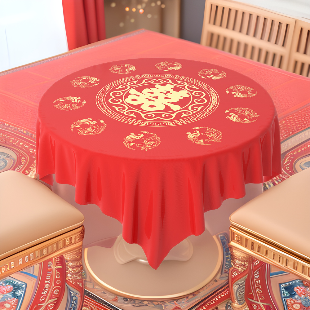 housewarming tablecloth one-time new house entry banquet round table wedding festive entry red tablecloth