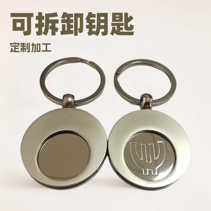 跨境欧元代币促销礼品购物车活动金属可拆卸钥匙扣创意新颖收纳