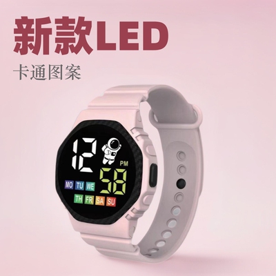 现货新款C5-17 太空人带星期ins风网红卡通儿童运动 LED电子手表|ms