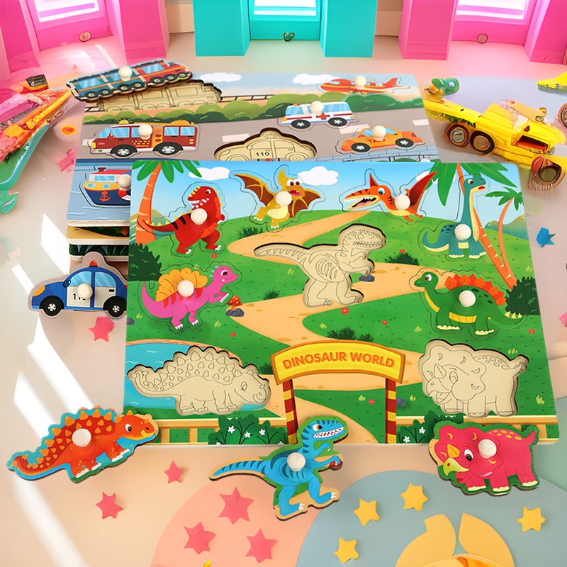 Kindergarten Baby Educational Early Education Building Blocks Wooden Scratching Board Puzzle Puzzle Hands-On Matching Toy Wooden Puzzle
