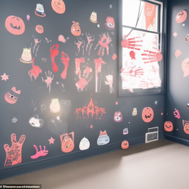 Halloween glass window stickers logo cross-border cartoon horror wall stickers blood hand footprints skull electrostatic stickers customization