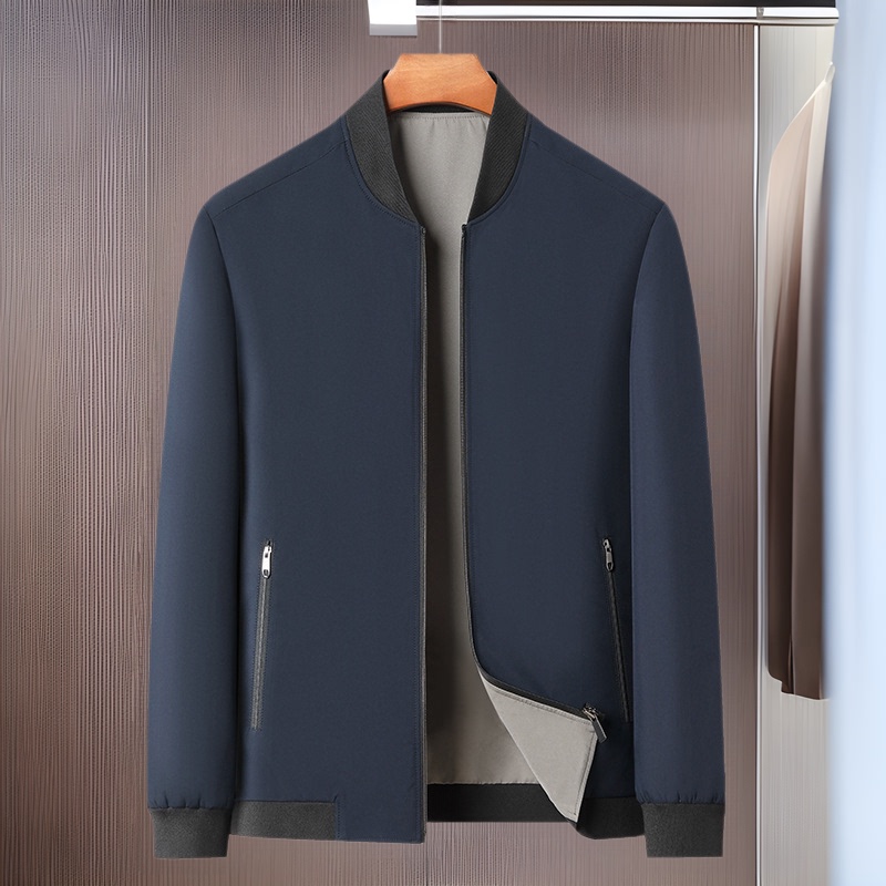 Double-sided Baseball Collar Business Casual Jacket Men's Middle-aged Men's Spring Coat Dad's Coat