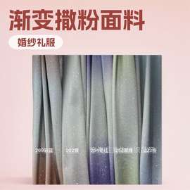 涤纶幻灯丝渐变色复合撒粉面料舞台服装公主裙爆款晚礼服布料