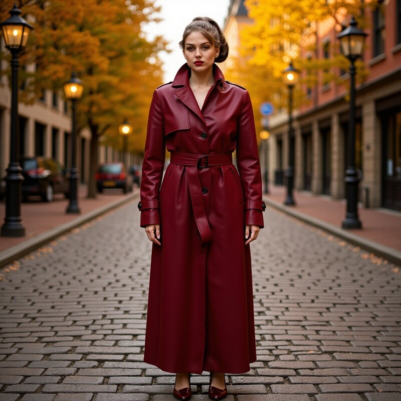 Za Aliexpress Cross-Border European and American Style Women's Clothing Autumn and Winter New Style Long Faux Leather Trench Coat with Lapel and Belt