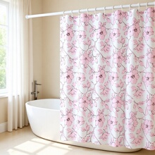 跨境浴帘EVA印花小清新磨砂浴帘涤纶防水防霉浴室帘卫生间隔断帘