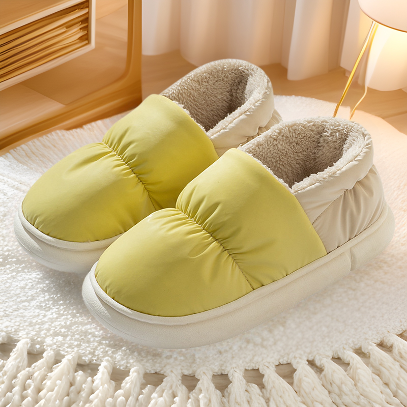 妊婦用防水綿スリッパ、女性用冬用家庭用屋内用、暖かく滑りにくいカップル用、冬用のシンプルな防寒綿スリッパ