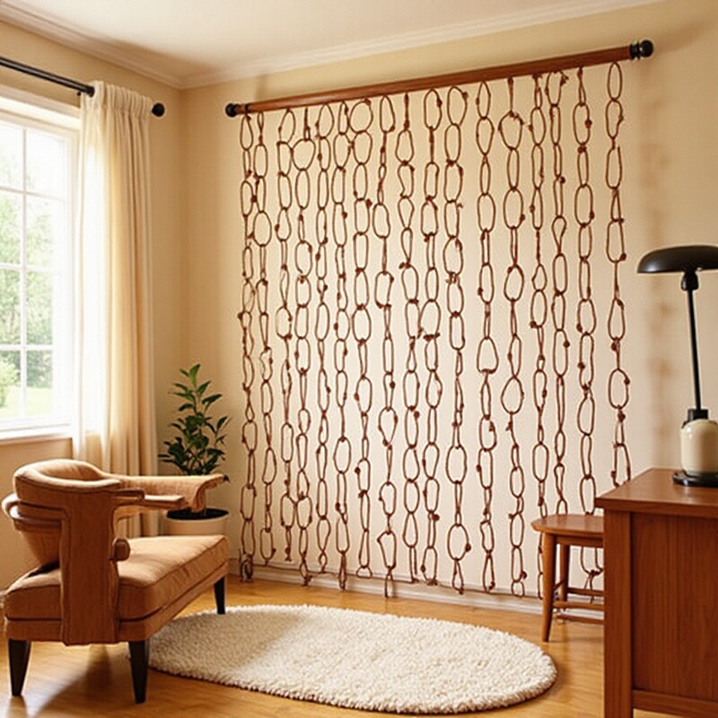 Custom-Made, Hand-Woven Paper Rope Material Circular Door Curtains, Hanging Curtains, Bedroom Partition Bead Curtains Custom-Made, Hand-Woven Paper Rope Material Circular Door Curtains, Hanging Curtains, Bedroom Partition Bead Curtains