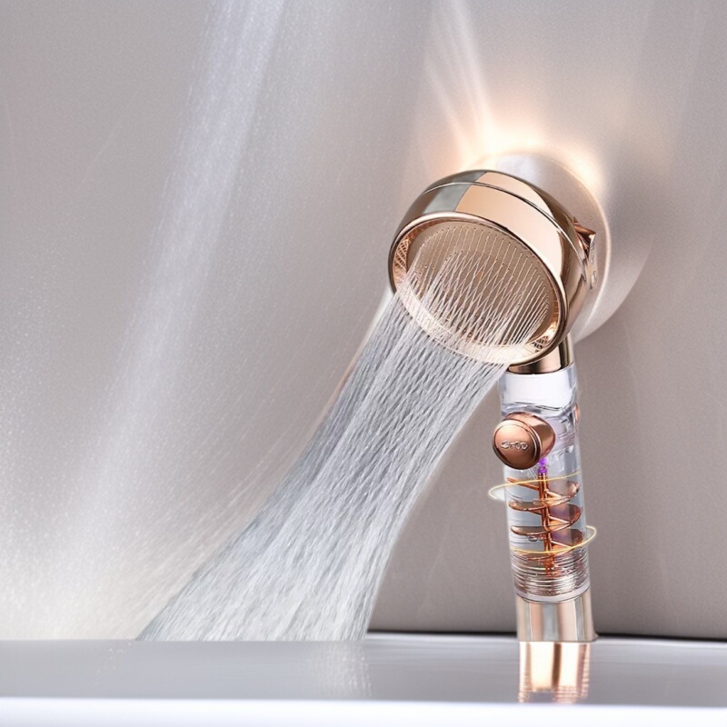 Turbocharged Shower Head with Three Filtration Settings, Slim Design, Pressurized Water Spray Head, Handheld Showerhead with Filter Cartridge