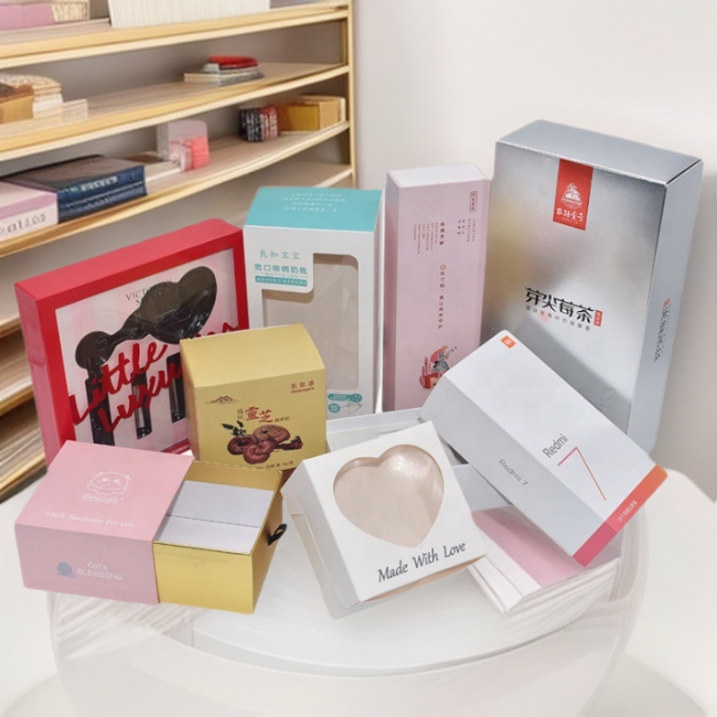 Todo Tipo de cartón al por mayor de piel de vaca Tarjeta blanca CAJA PLEGABLE caja de máscara caja de regalo cosméticos productos de cuidado de la salud embalaje caja de color