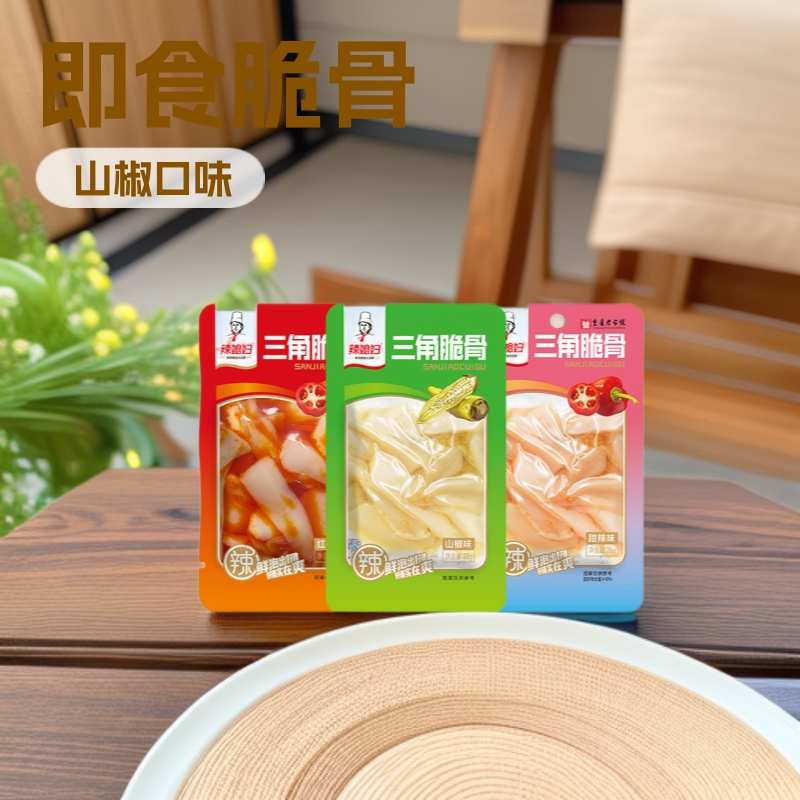 Spicy Wife Chicken Cartilage Small Pack 28g Triangular Bone with Mountain Pepper and Pickled Chili Crispy Bone Bbq Ready-To-Eat Snack Spicy Chicken