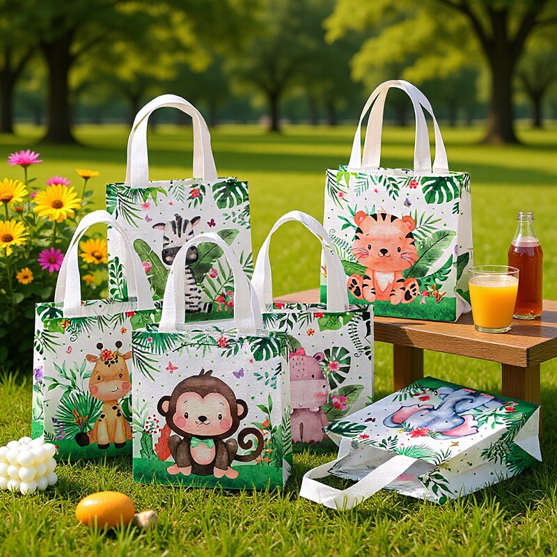 Animal Print Tote Bag Non-Woven Bag Valentine's Day Gift Bag Coated Shopping Bag Waterproof Takeaway Bag Wholesale