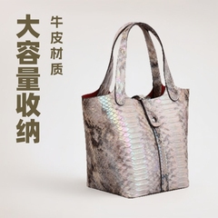 POHO经典迷你菜篮子包女水桶包头层牛皮高级感大容量手提包包
