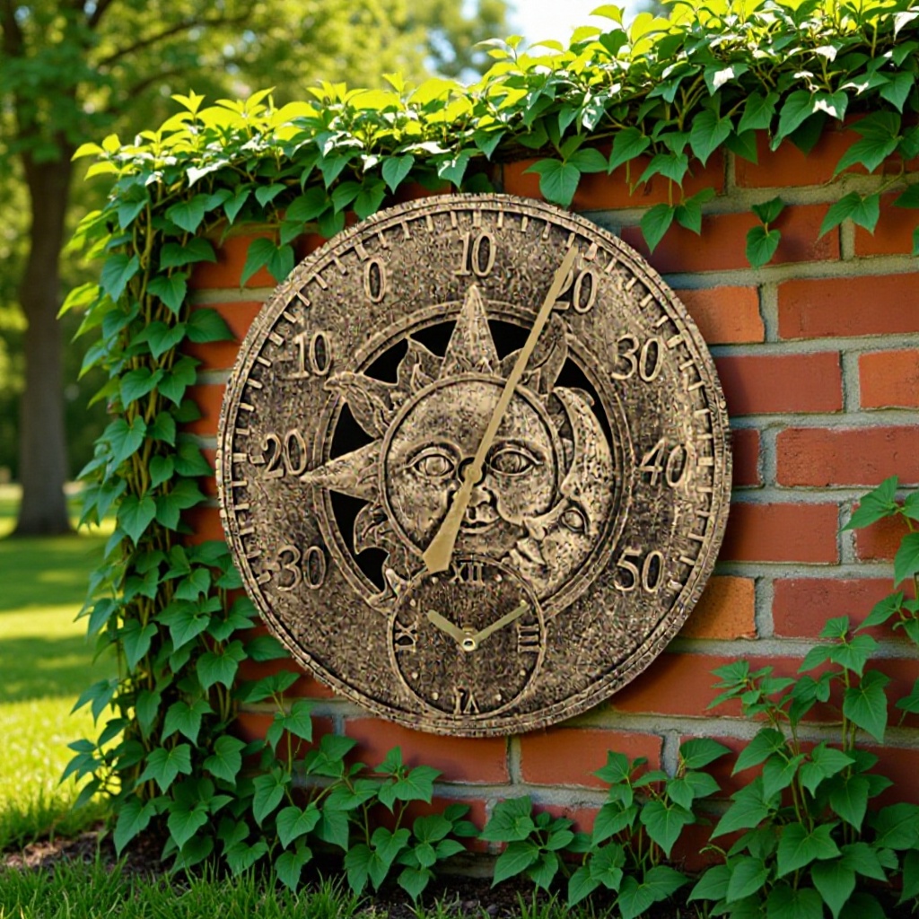 [Amazon Hot Selling Product] Outdoor Creative Retro Waterproof Resin Wall Clock with Thermometer