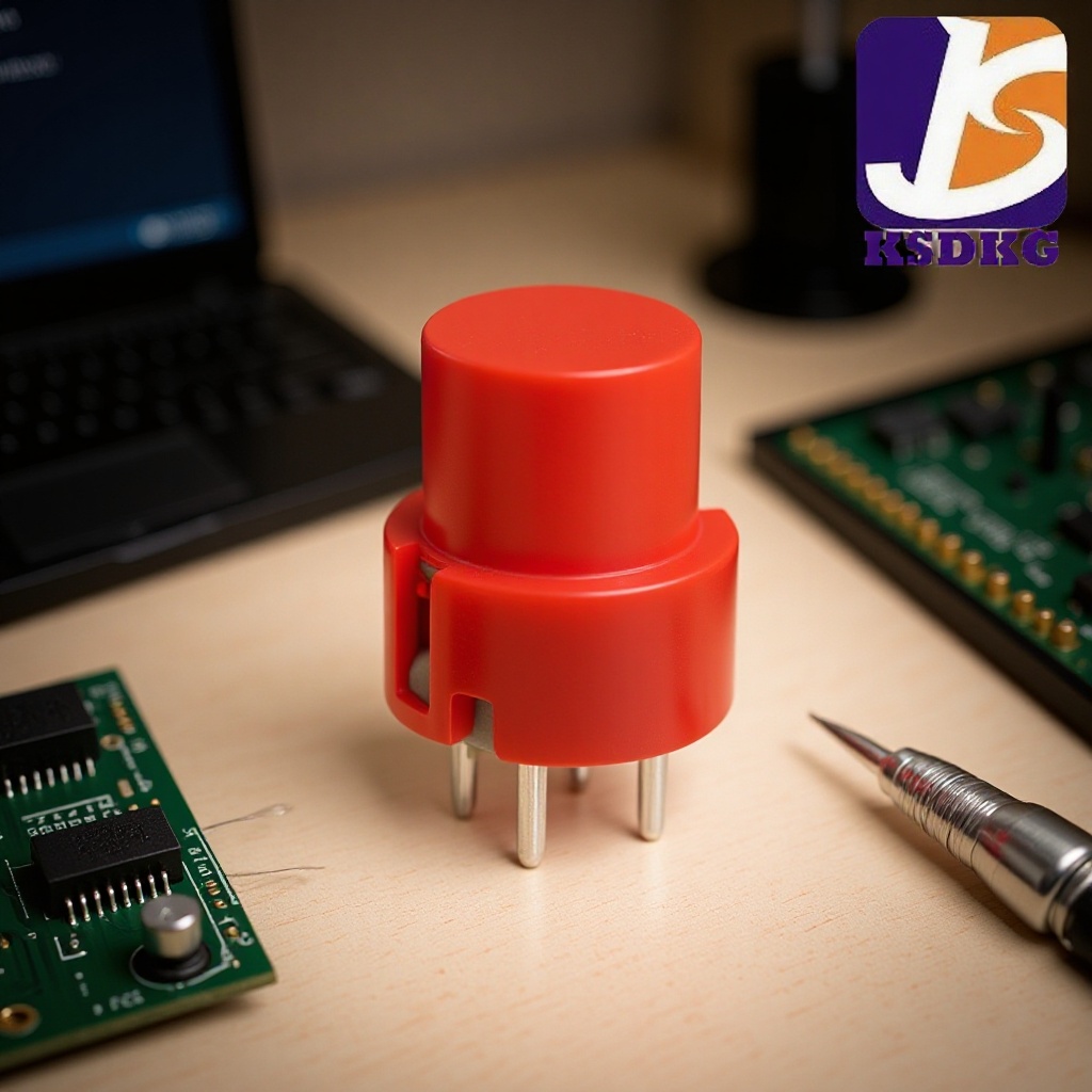 厂家直供 立式插件 红色灯按键开关 四脚轻触开关